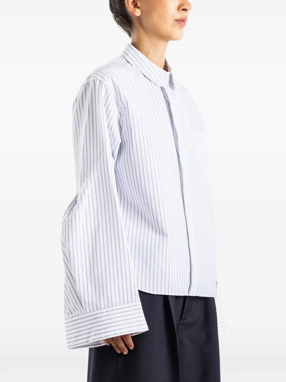 sacai vertical-stripe long-sleeve shirt Wit