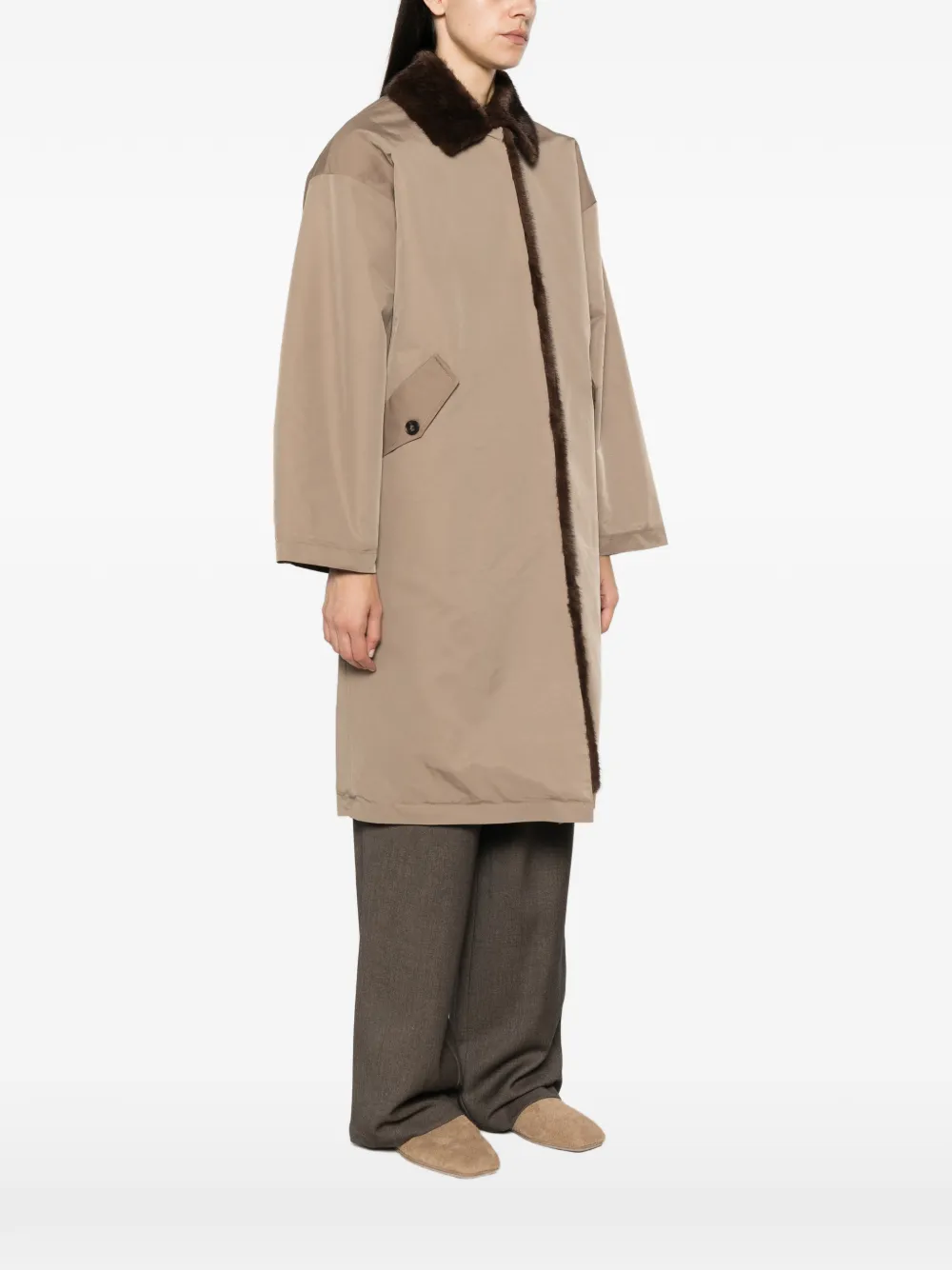 Eleh Flap-pocket Oversized Coat In Neutral