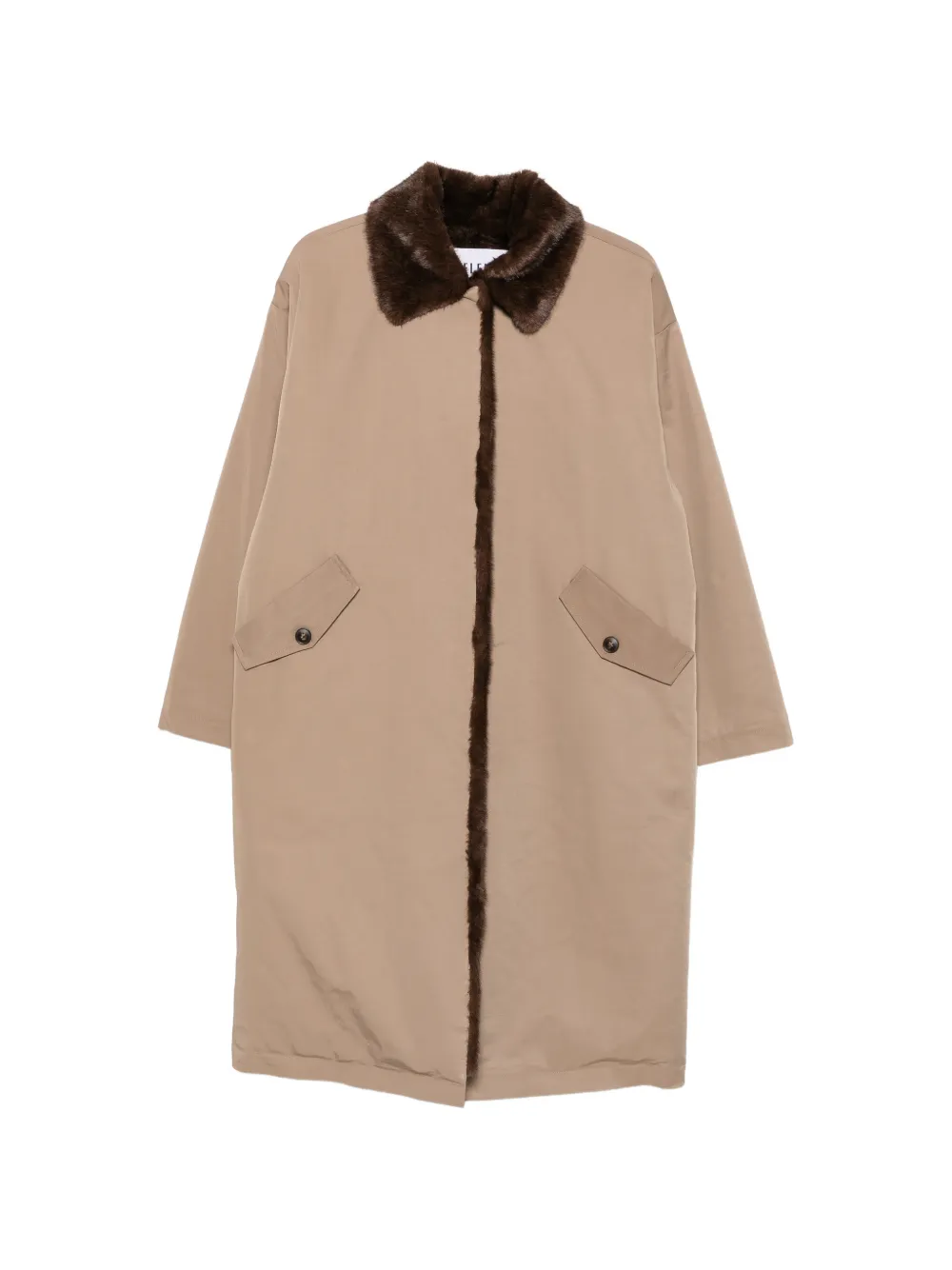 Eleh Flap-pocket Oversized Coat In Neutral