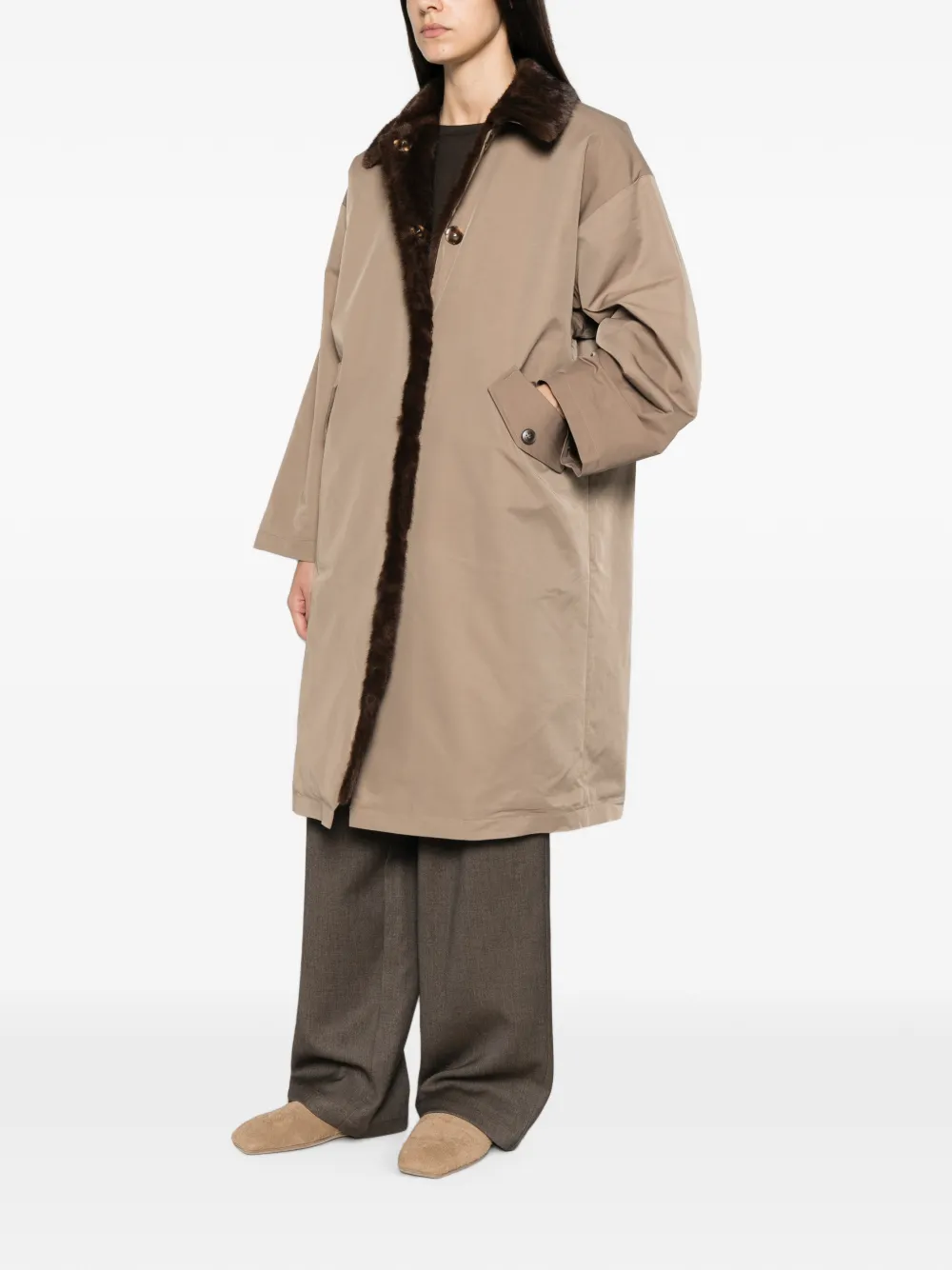 Eleh Flap-pocket Oversized Coat In Neutral