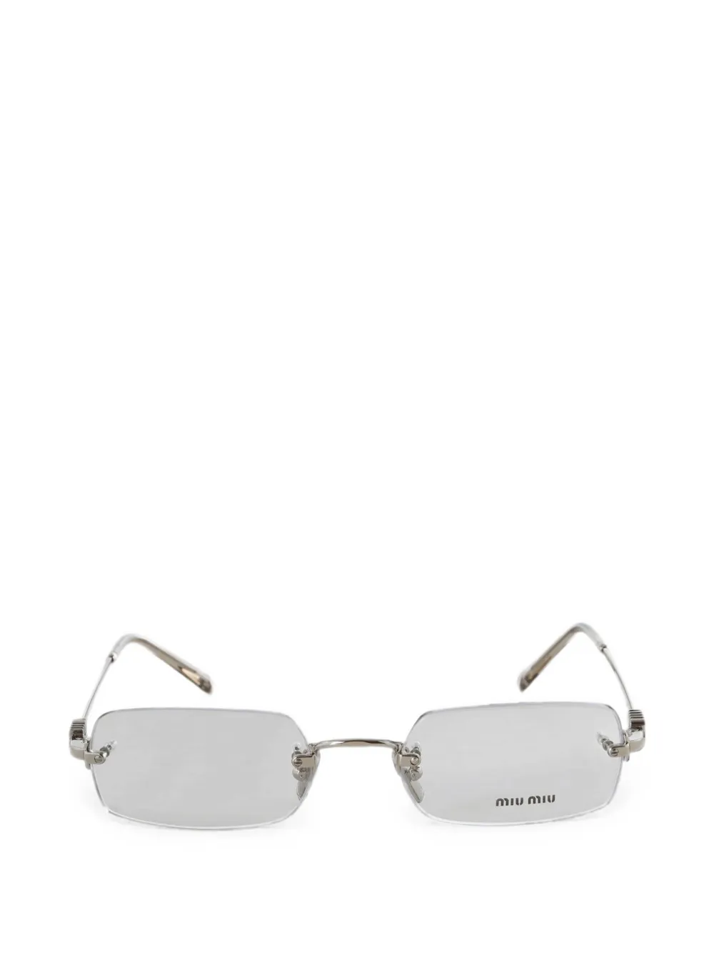 Miu Miu Rimless Rectangle-frame Sunglasses In Silver