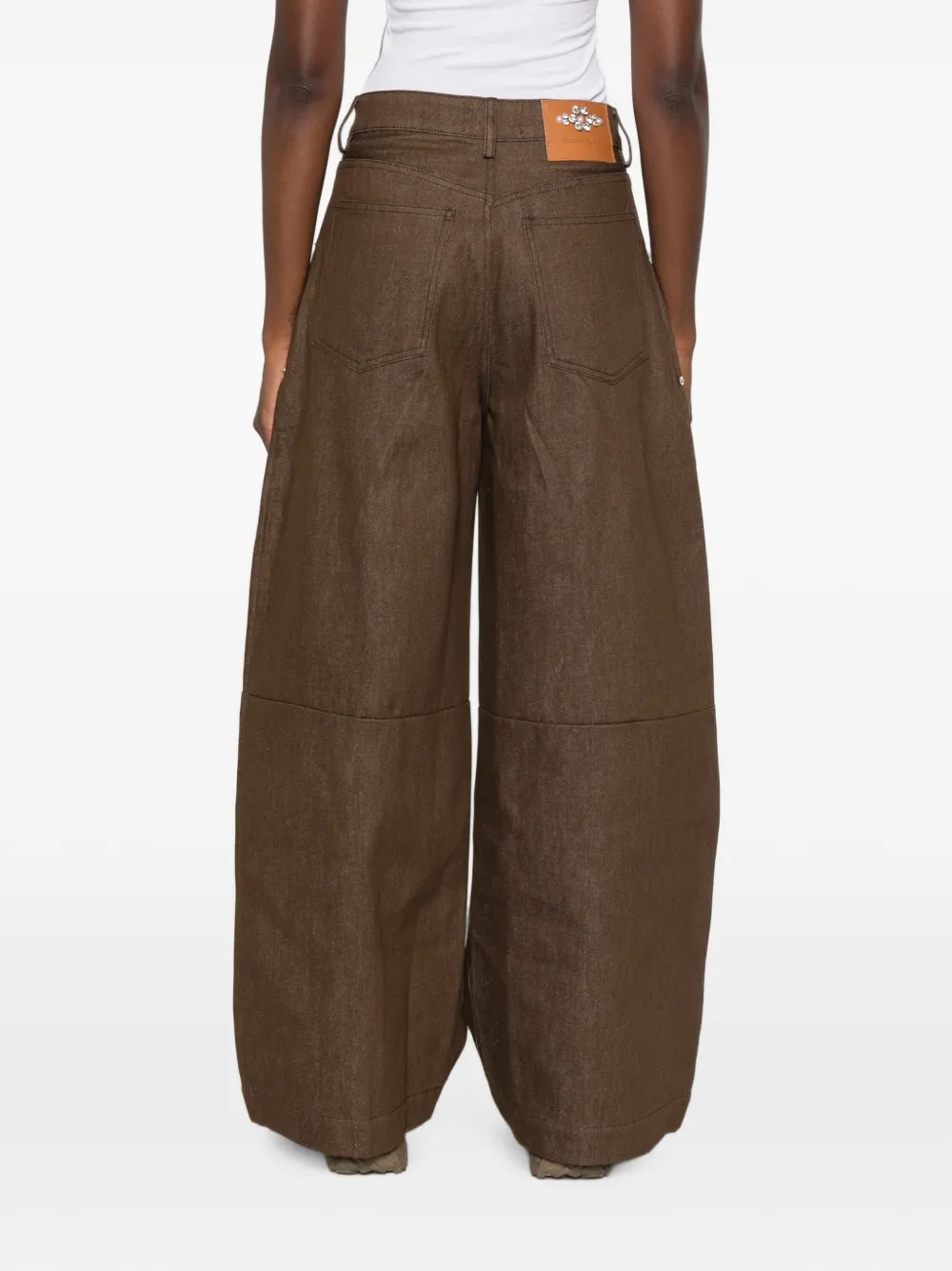 Simone Rocha Verfraaide jeans met logo-patch Bruin