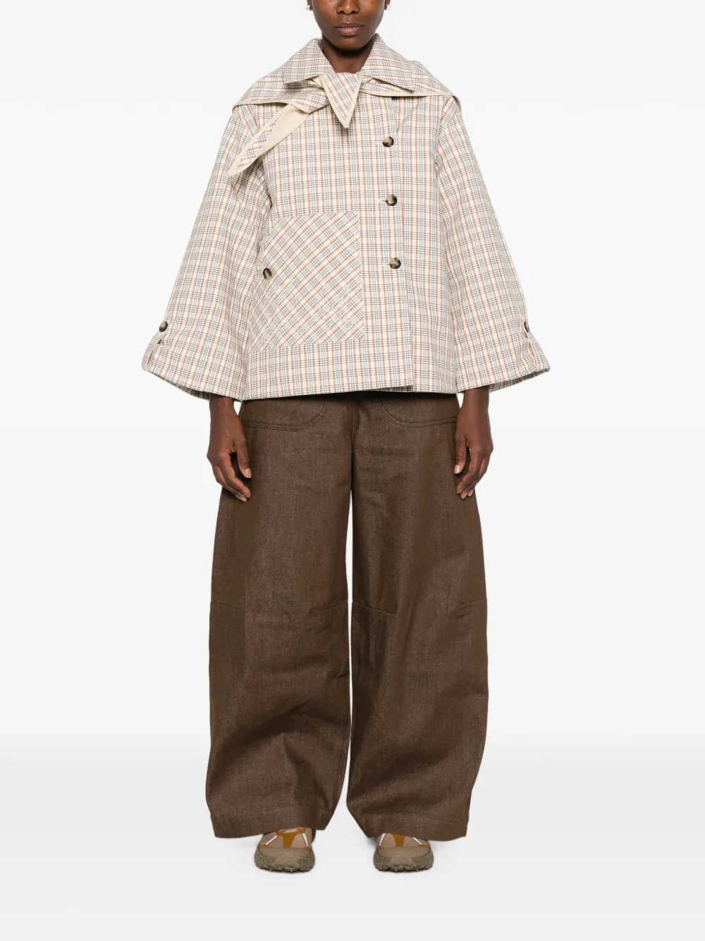 Simone Rocha Verfraaide jeans met logo-patch Bruin