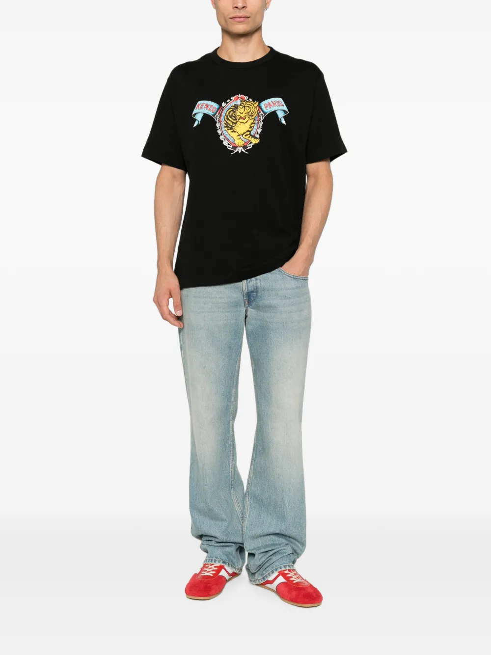 Kenzo Jumping Tiger T-shirt met print Zwart