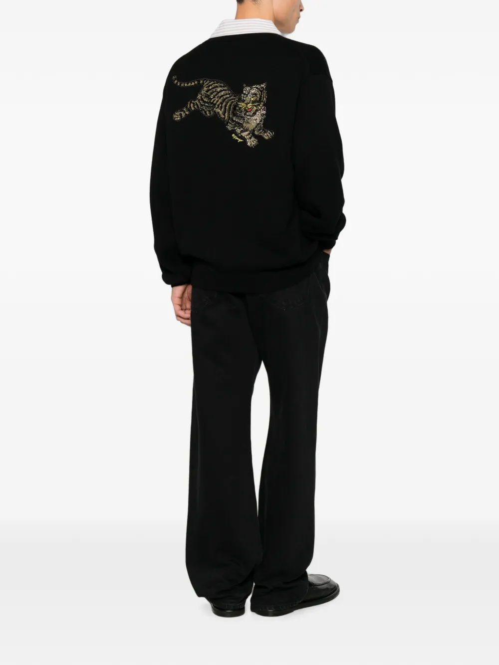 Kenzo Vest met tijger-patroon en kralen Zwart