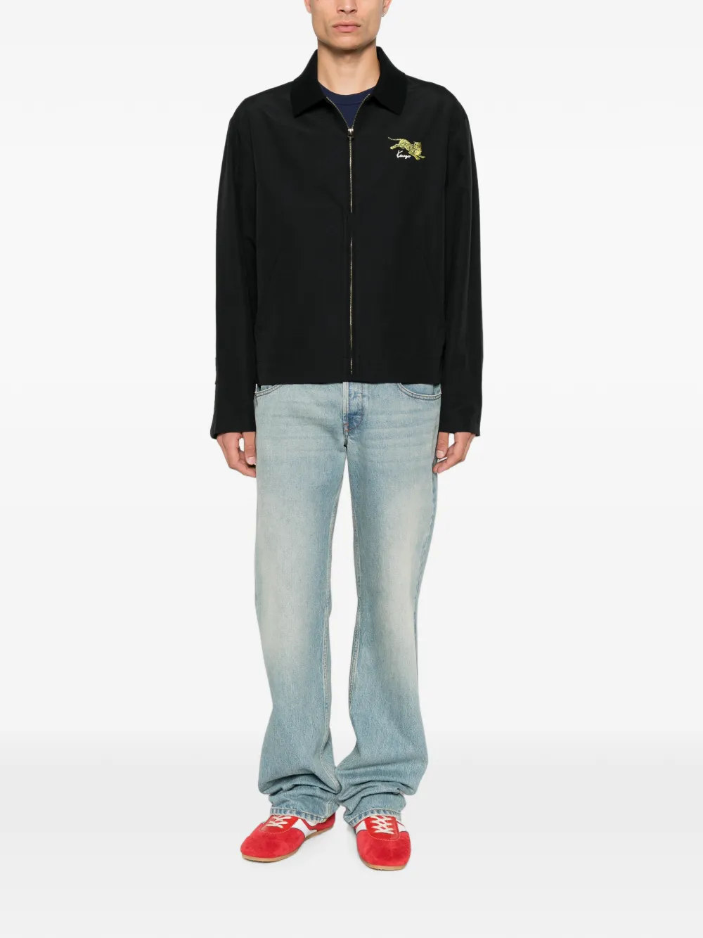 Kenzo Jack met geborduurde tijger en rits Zwart