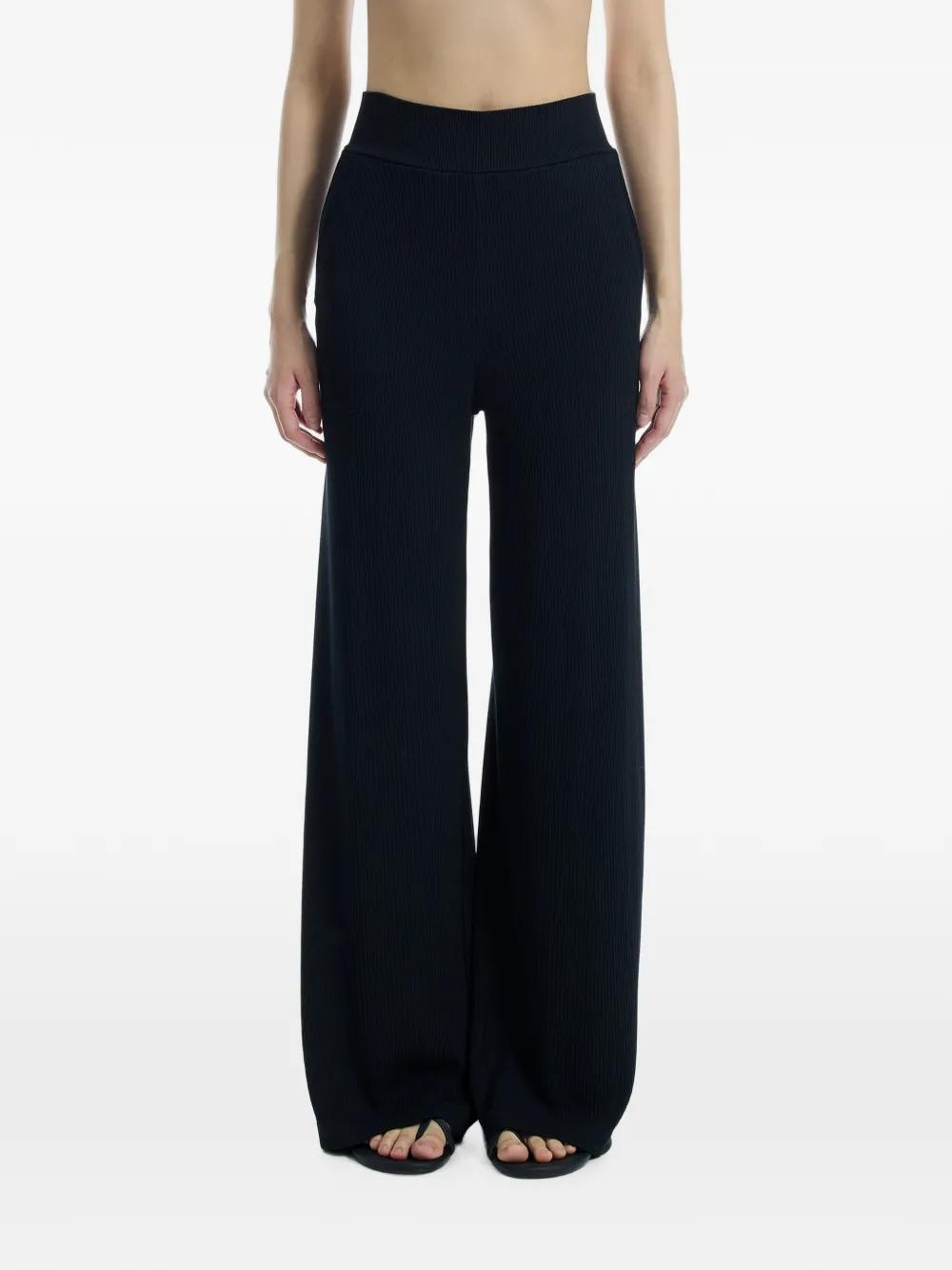 Determ; ribbed-knit wide-leg trousers - Nero