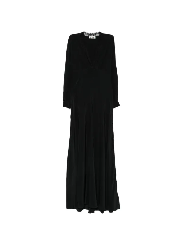 Rixo Lace-trim Long-sleeve Dress in Black