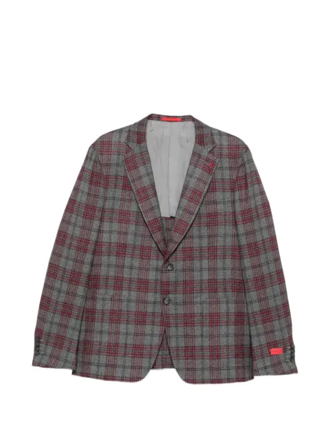 Isaia check-pattern notch-lapel blazer