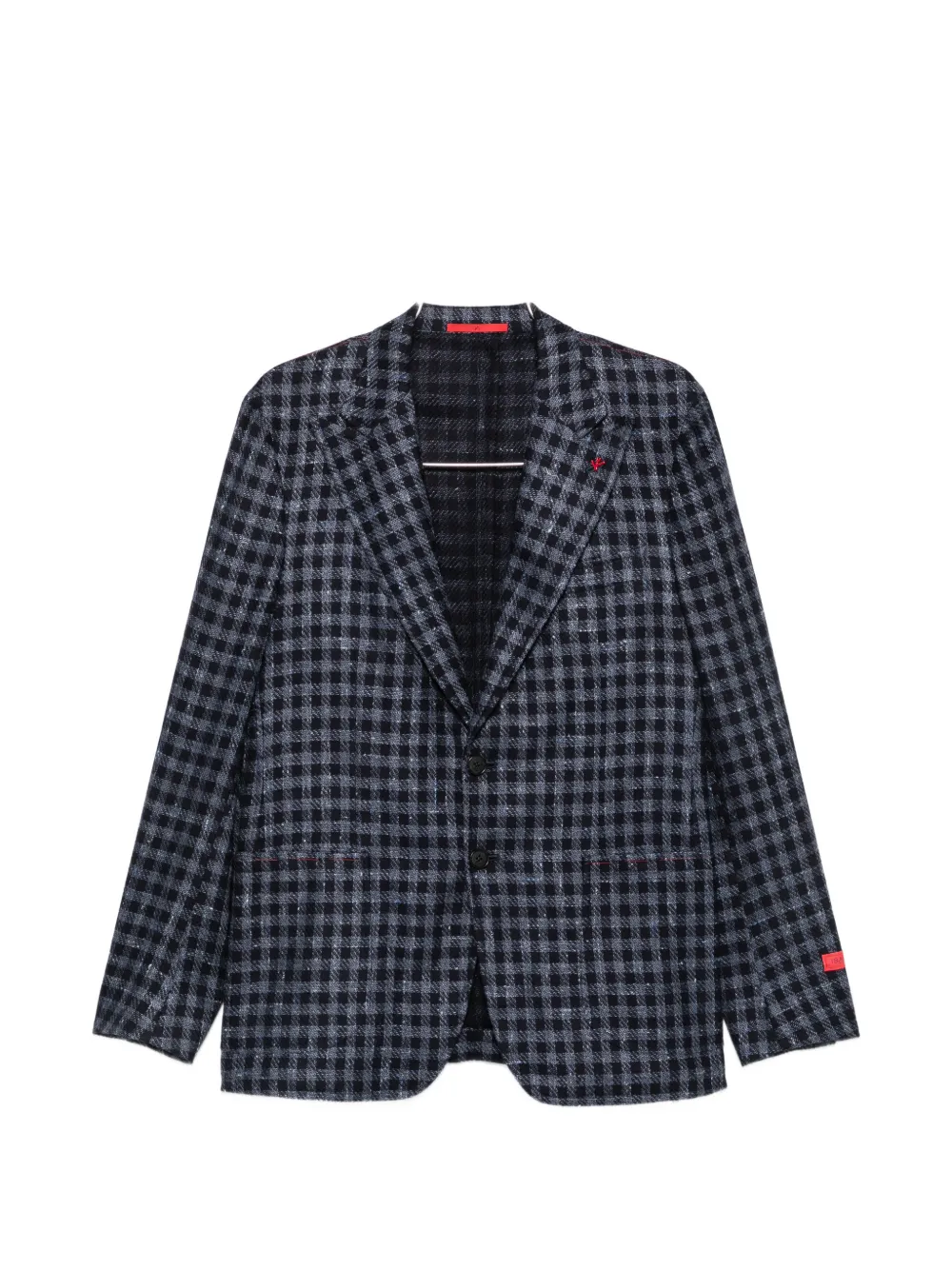 Isaia gingham-check notched-lapel blazer - Blu