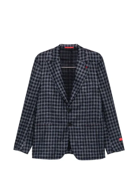 Isaia gingham-check notched-lapel blazer