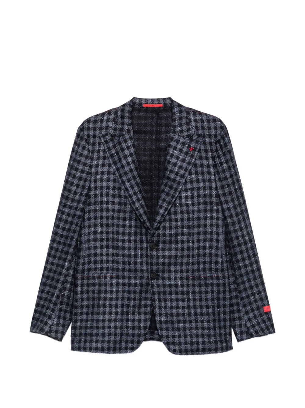 Isaia gingham-check notched-lapel blazer - Blu