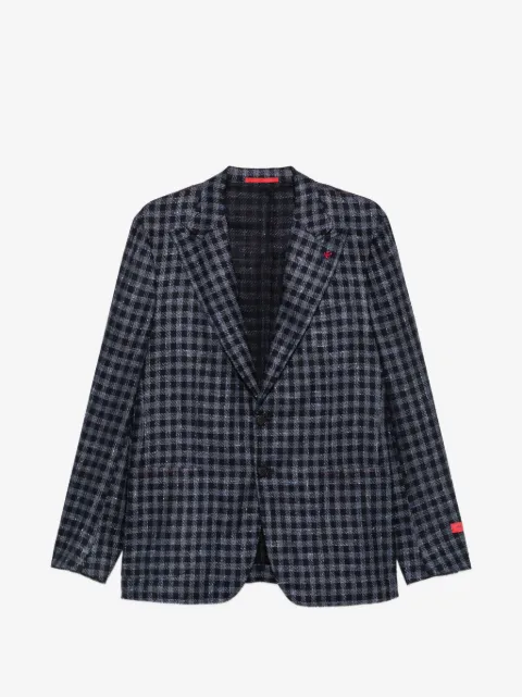 Isaia gingham-check notched-lapel blazer