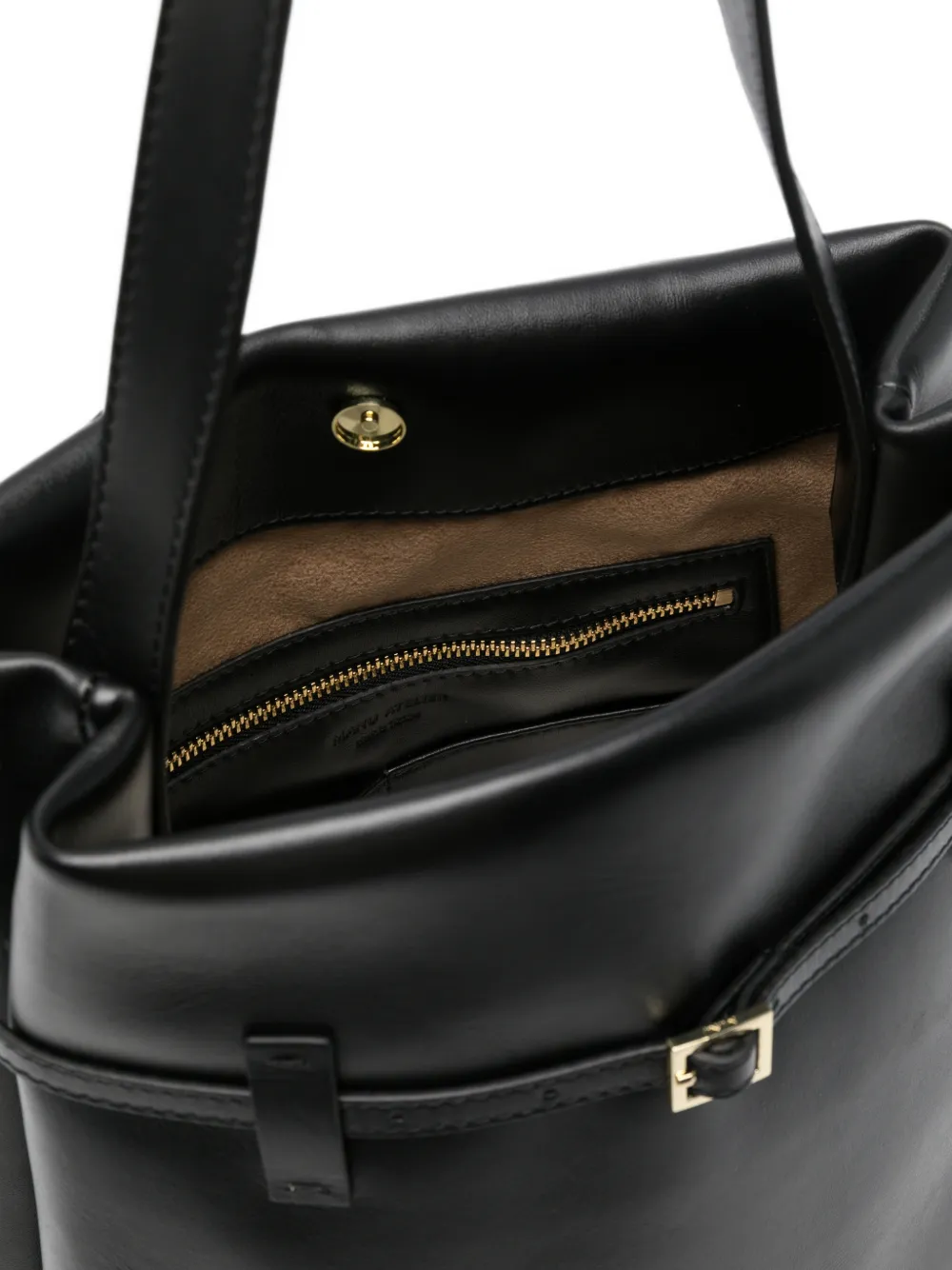 Manu Atelier Leren shopper met gesp-detail Zwart