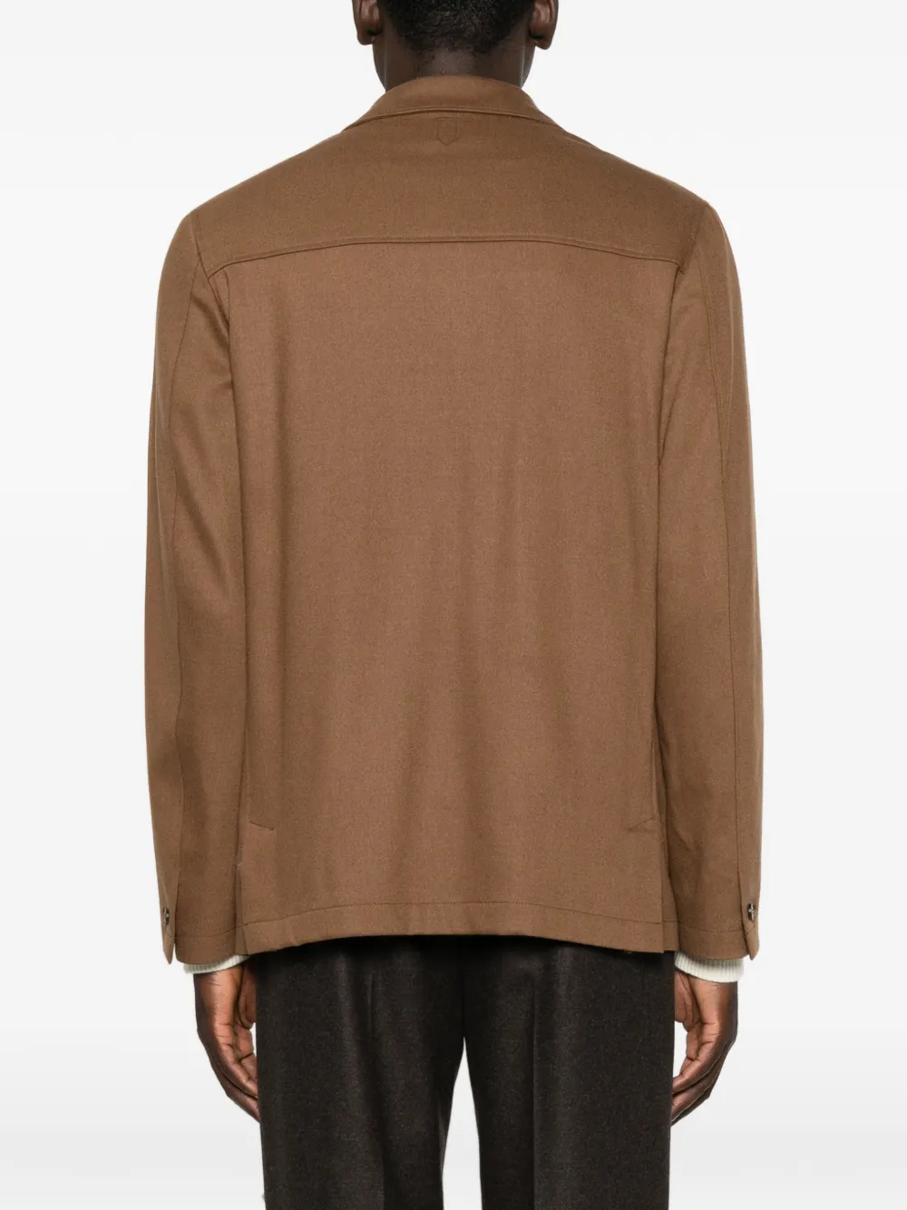 Canali Stretch-wool Chore Overshirt In Brown