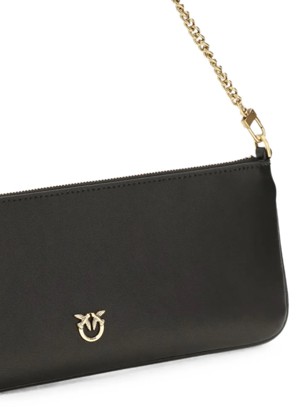 PINKO Horizontal Flat leren schoudertas Zwart