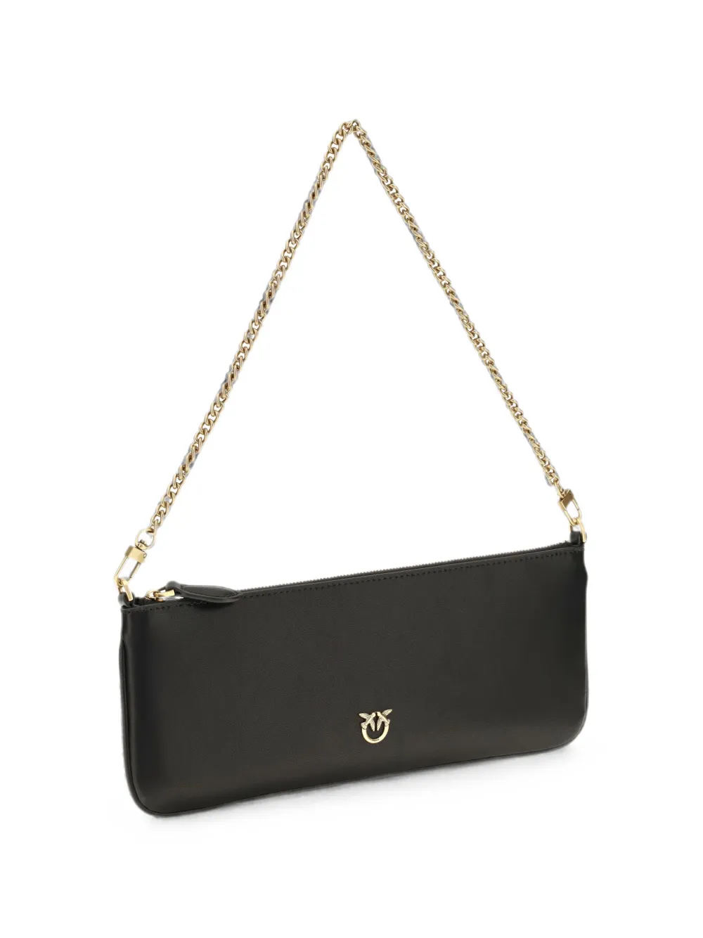 PINKO Horizontal Flat leren schoudertas Zwart