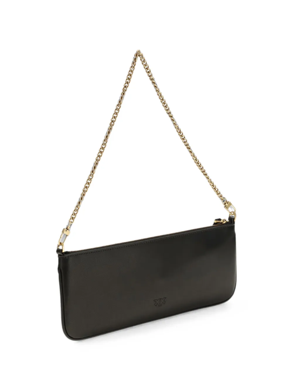 PINKO Horizontal Flat leren schoudertas Zwart