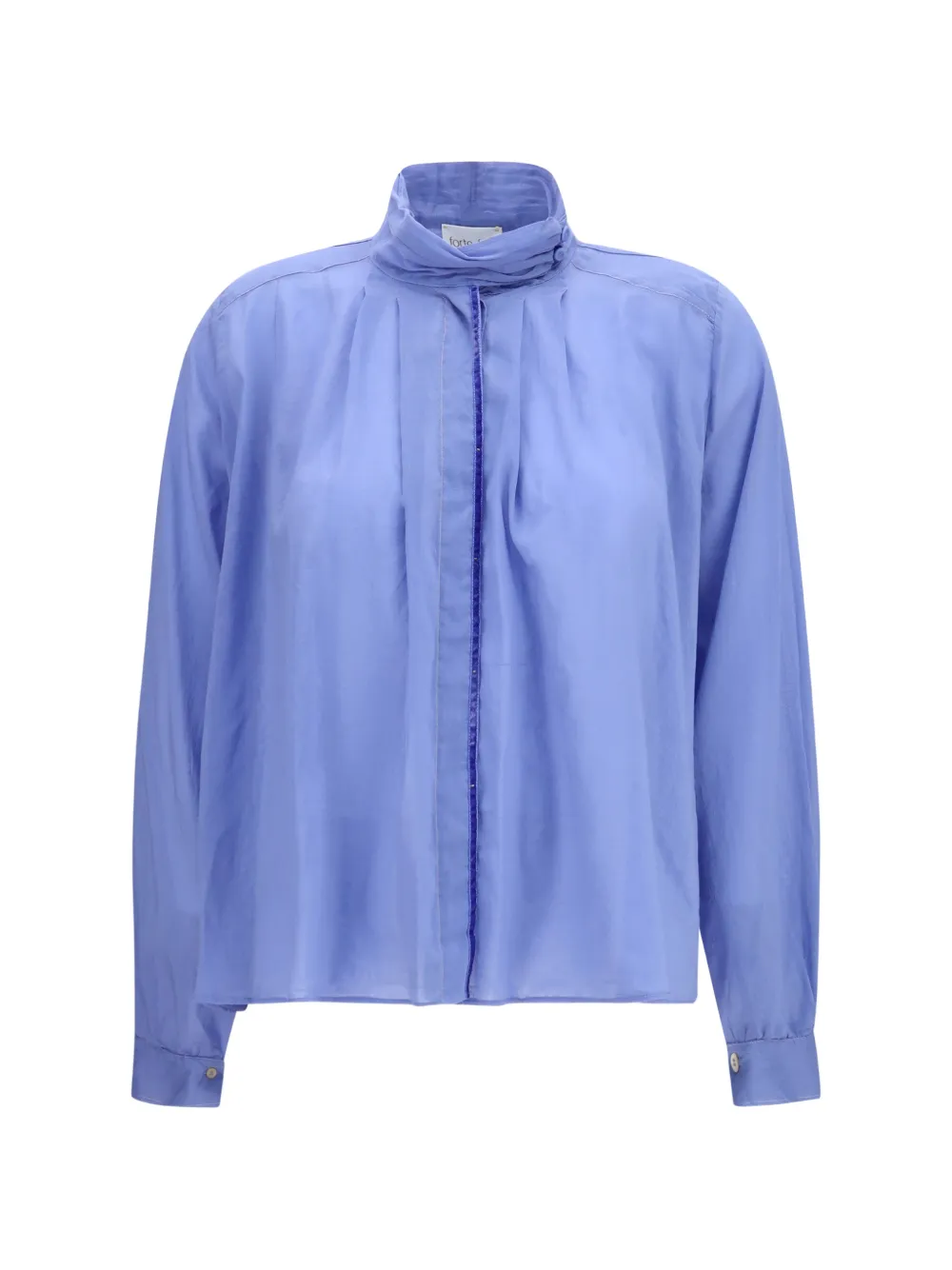 Forte Forte pleated high-neck blouse - Blu