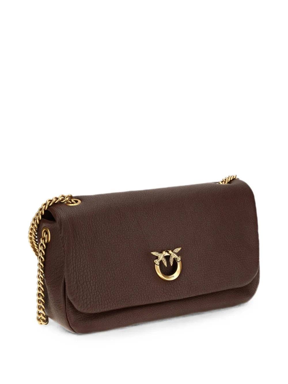 PINKO Love Birds schoudertas van gehamerd leer Bruin