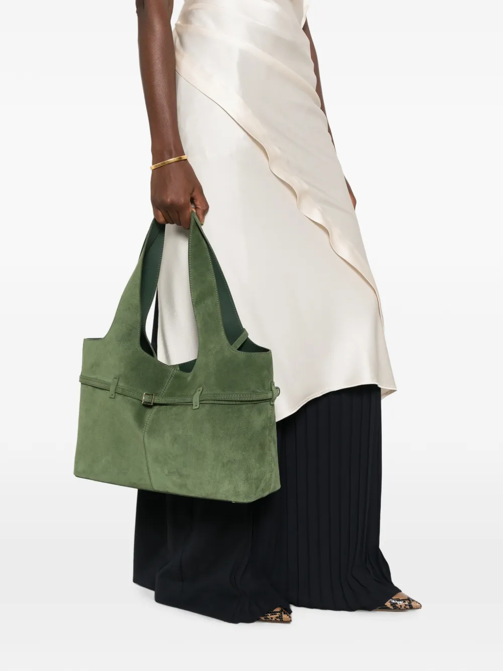 Manu Atelier Cambon Cabas shopper met gespdetail Groen