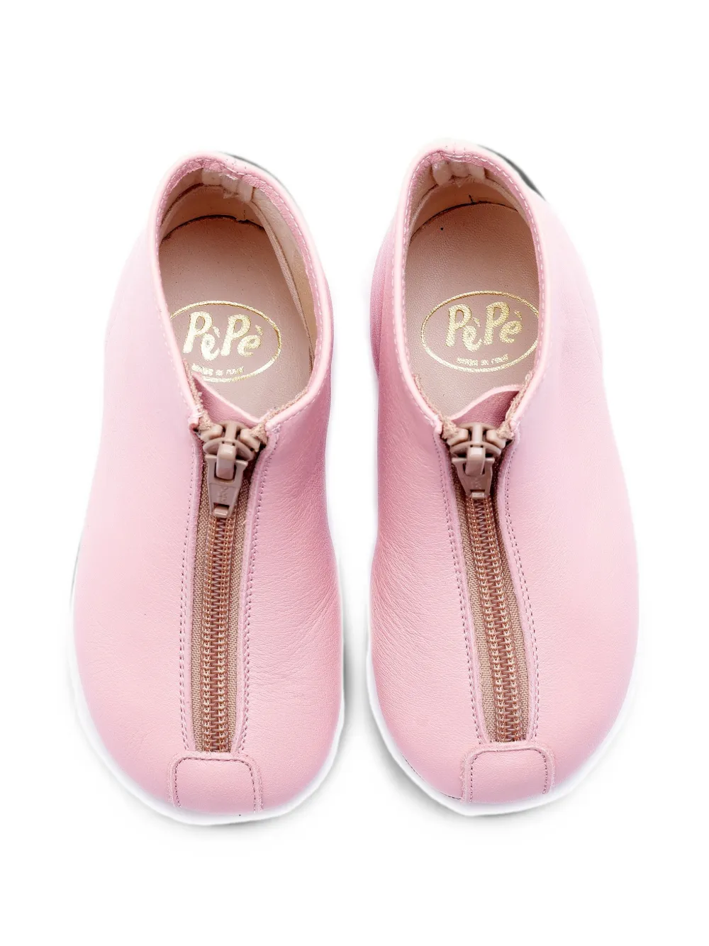 Pèpè zip-front leather slippers Roze