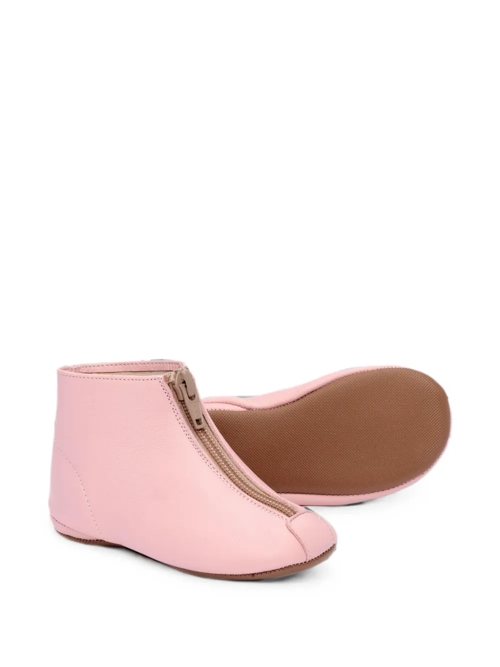 Pèpè zip-front leather slippers Roze