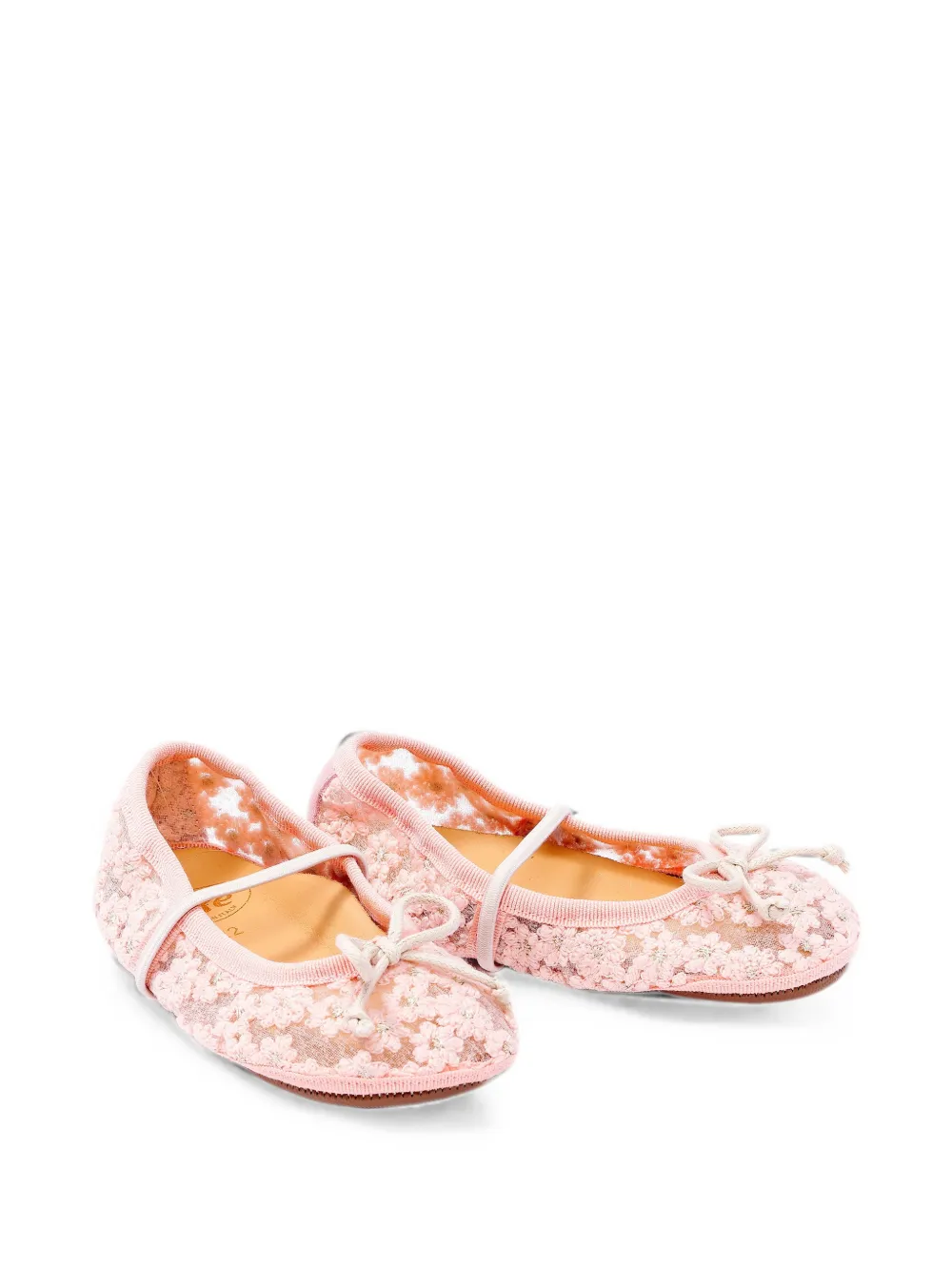 Pèpè Darlyn floral-embroidered ballet flats Roze