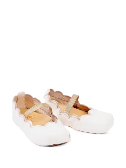Pèpè Selina scalloped-edge leather ballet flats
