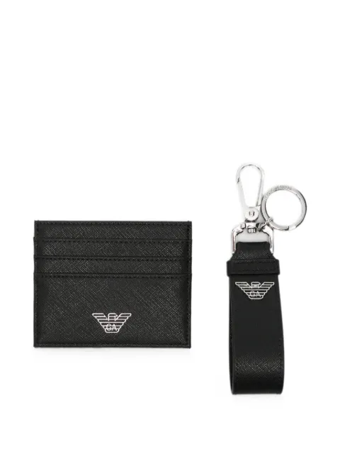 Emporio Armani logo-plaque cardholder and keyring set