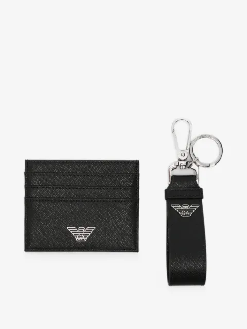 Emporio Armani logo-plaque cardholder and keyring set