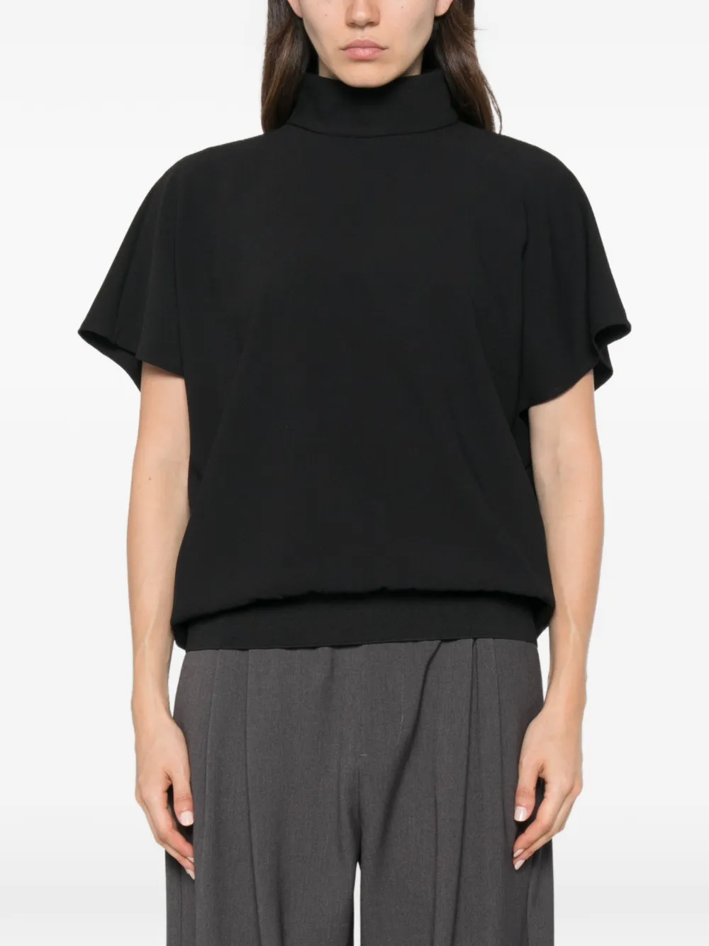 Eleh Open-back High-neck Top In Black
