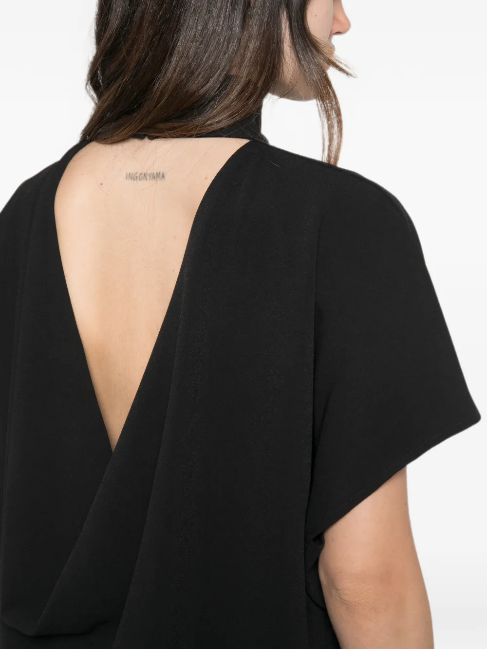 Eleh Open-back High-neck Top In Black