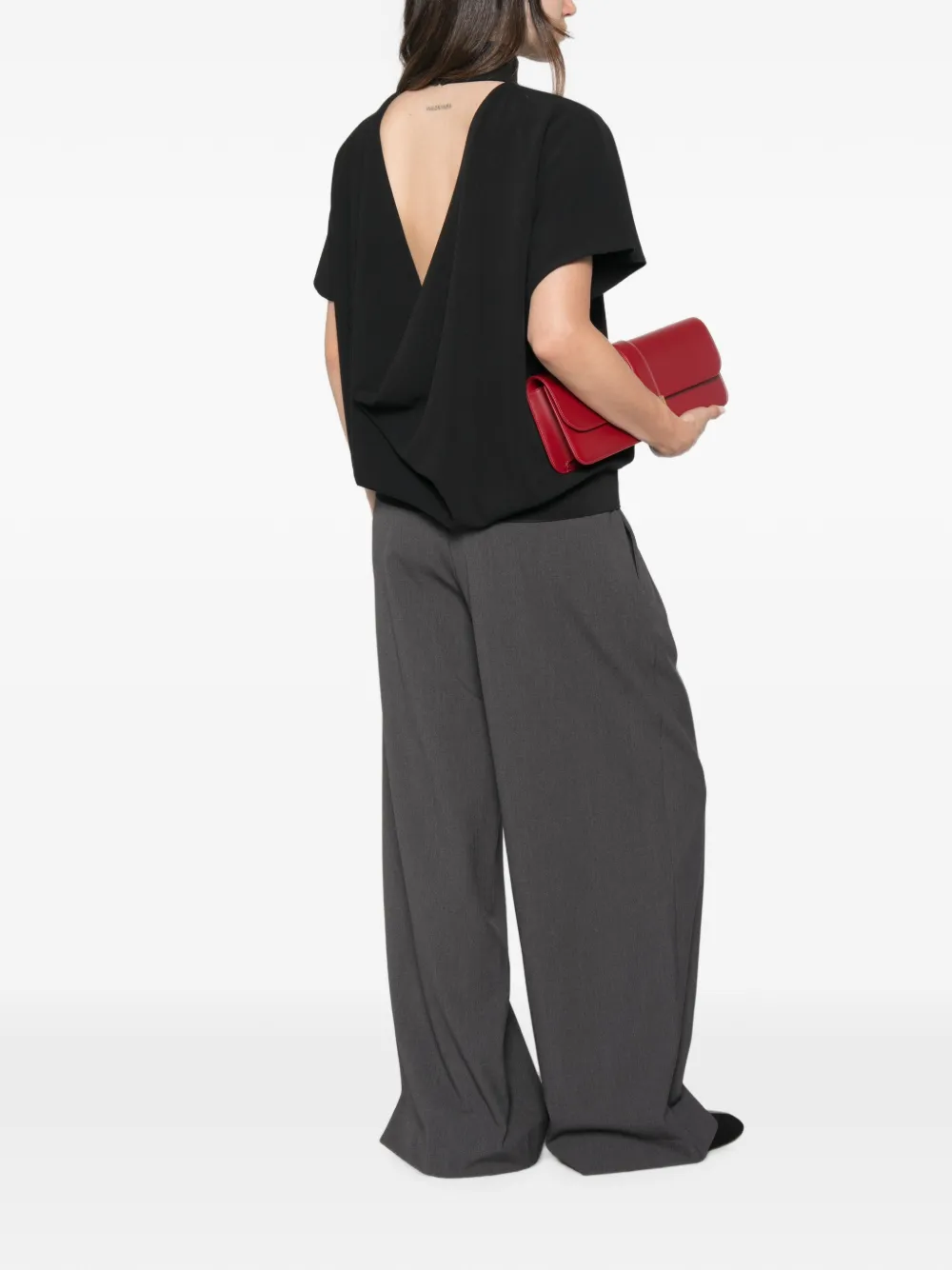Eleh Open-back High-neck Top In Black