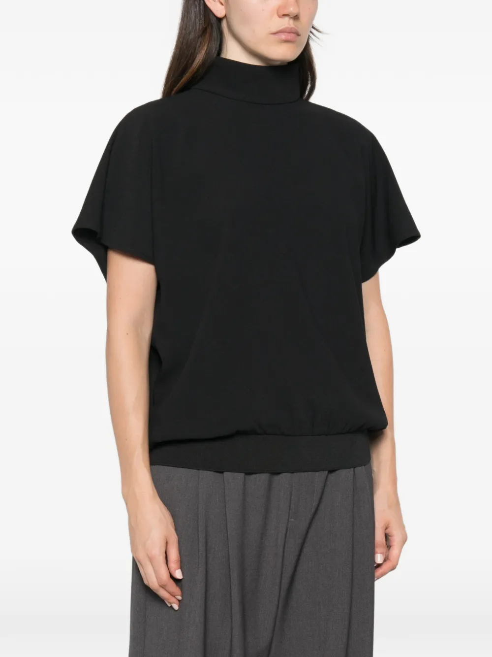 Eleh Open-back High-neck Top In Black