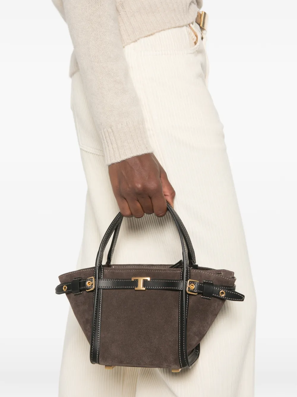 Tod's mini T Timeless buckle-detail tote bag Bruin
