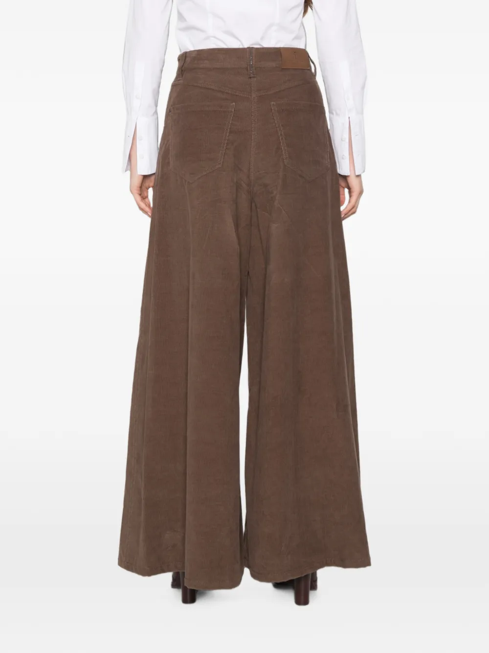Brunello Cucinelli Ribfluwelen broek met wijde pijpen Bruin