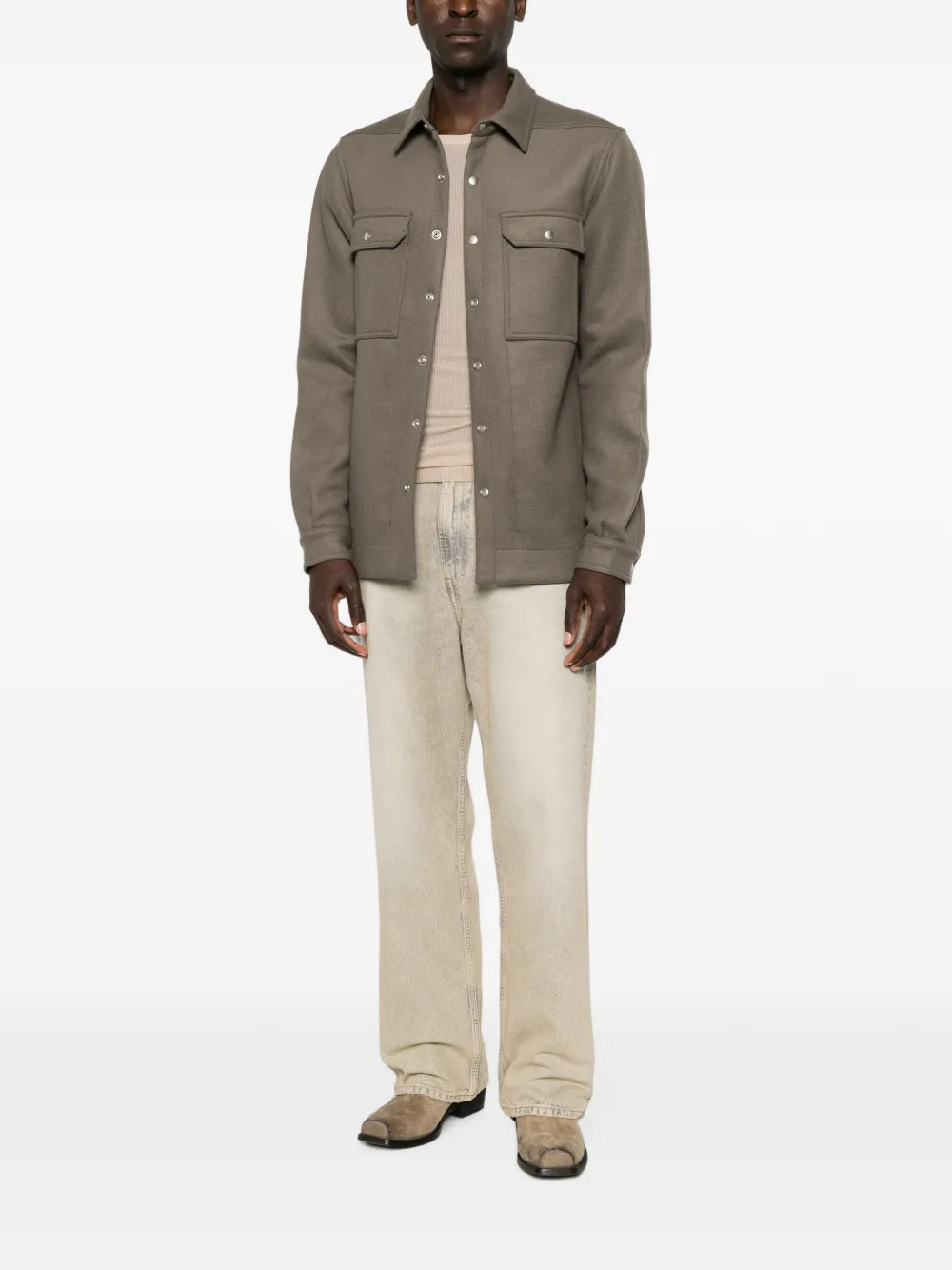 Rick Owens press-stud flap-pocket jacket Grijs