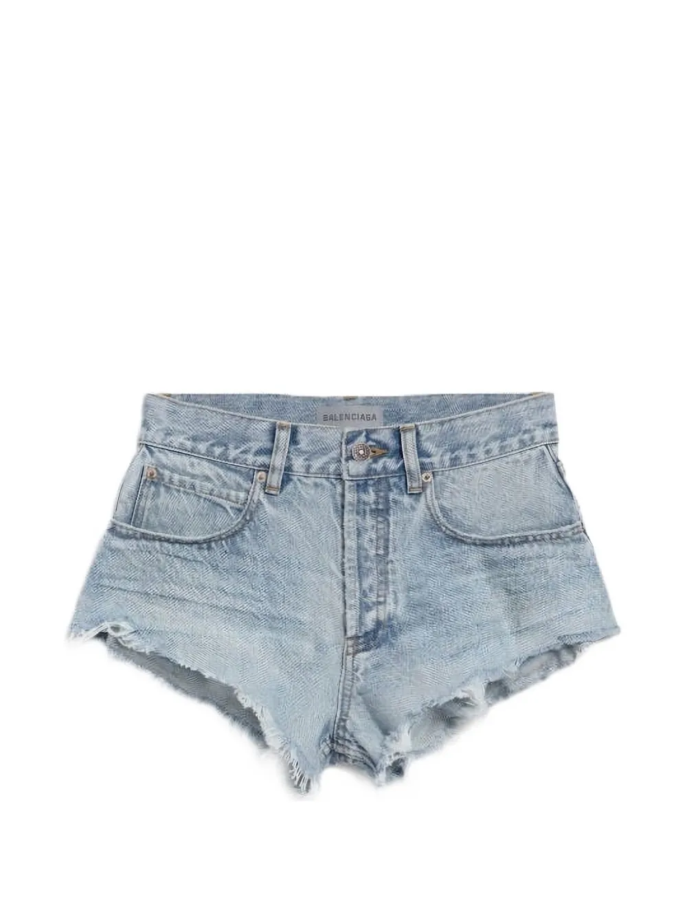 Balenciaga distressed frayed-edge mini shorts - Blue