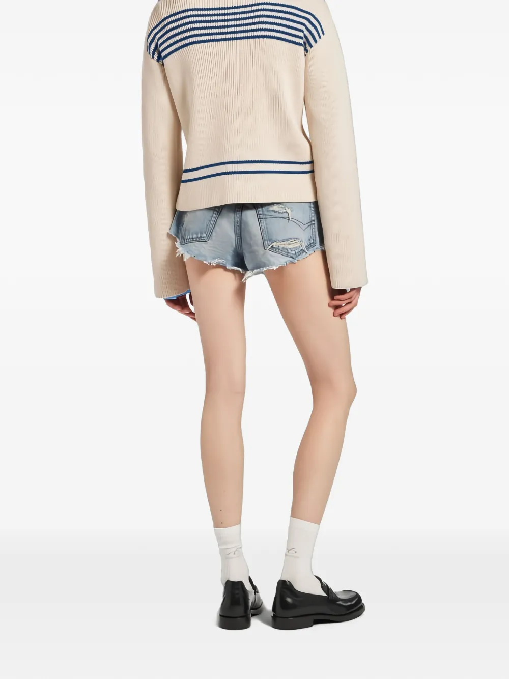 Balenciaga Gerafelde shorts met franje Blauw