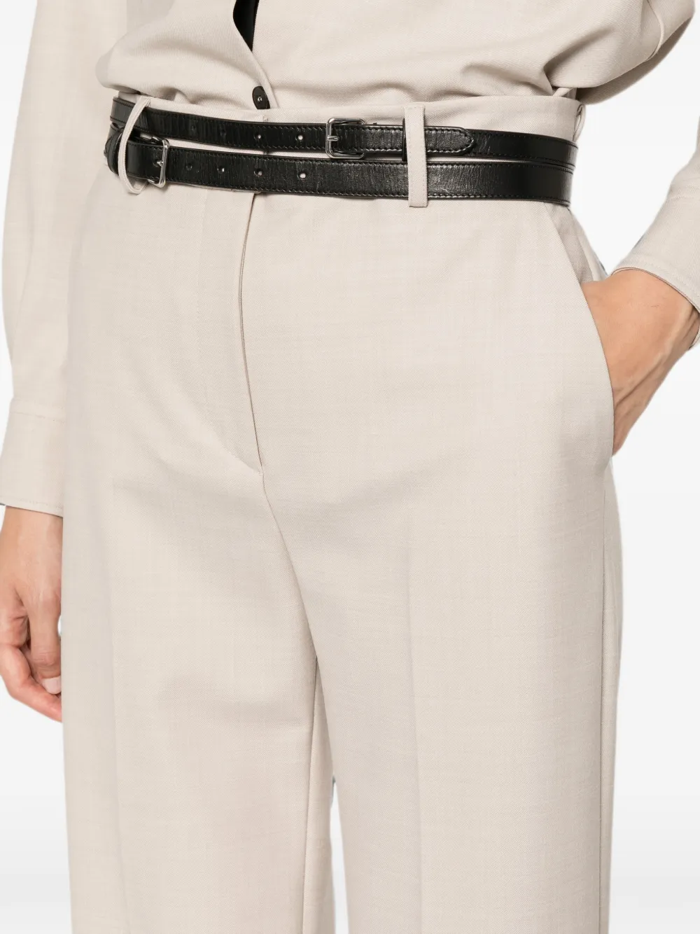 Antonelli Robinia pressed-crease straight-leg trousers Beige