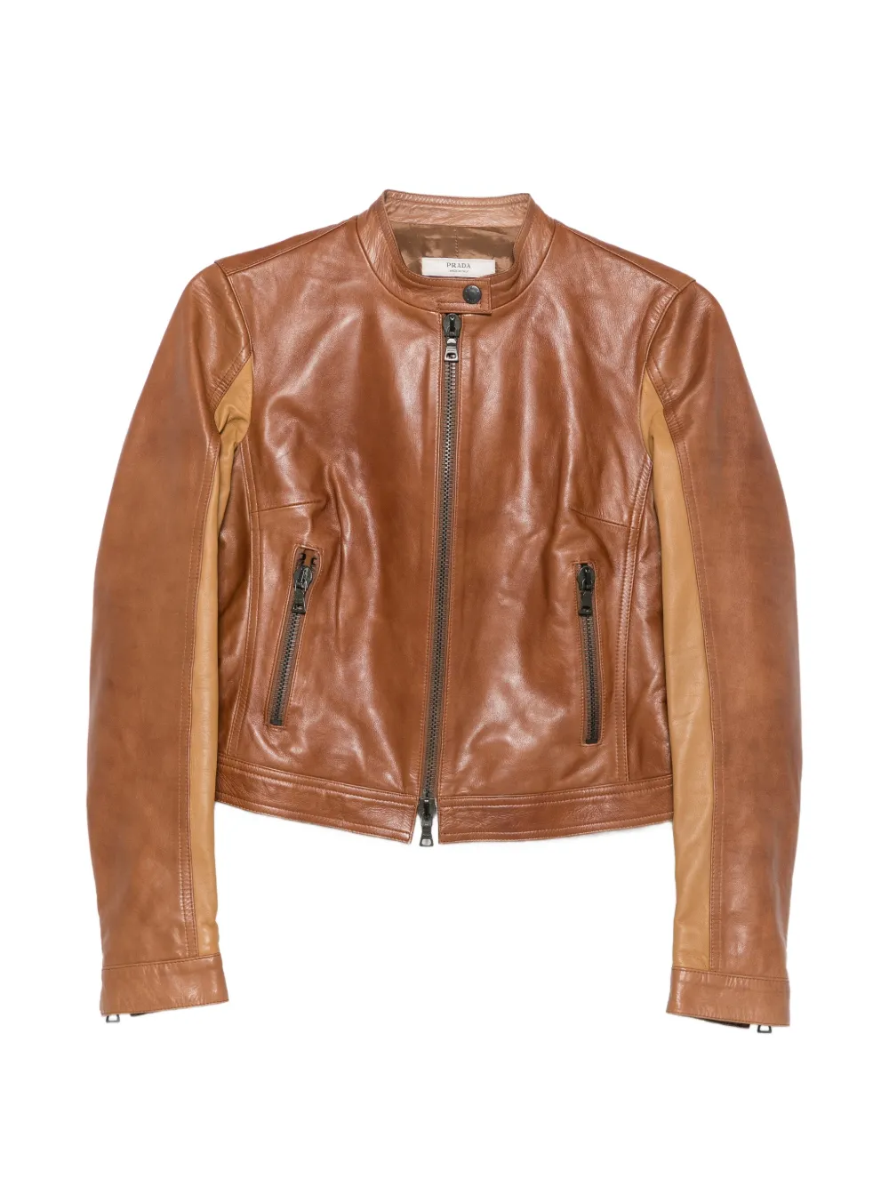 Prada Pre-Owned 2010s panelled leather jacket - Braun