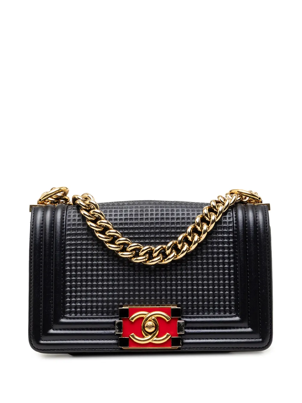 CHANEL Pre-Owned 2013-2014 Small Lambskin Embossed Cube Boy Flap crossbody bag - Blue