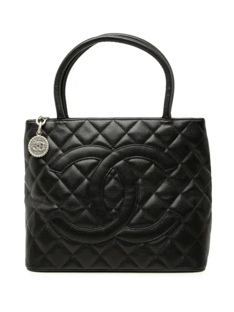 CHANEL Pre-Owned Medallion 鱼子酱皮质托特包(2008-2009年典藏款)