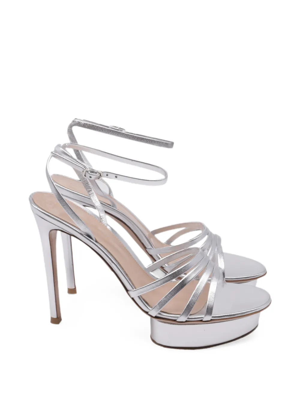 Pre-owned Gianvito Rossi Strappy Platform Sandals In Silver