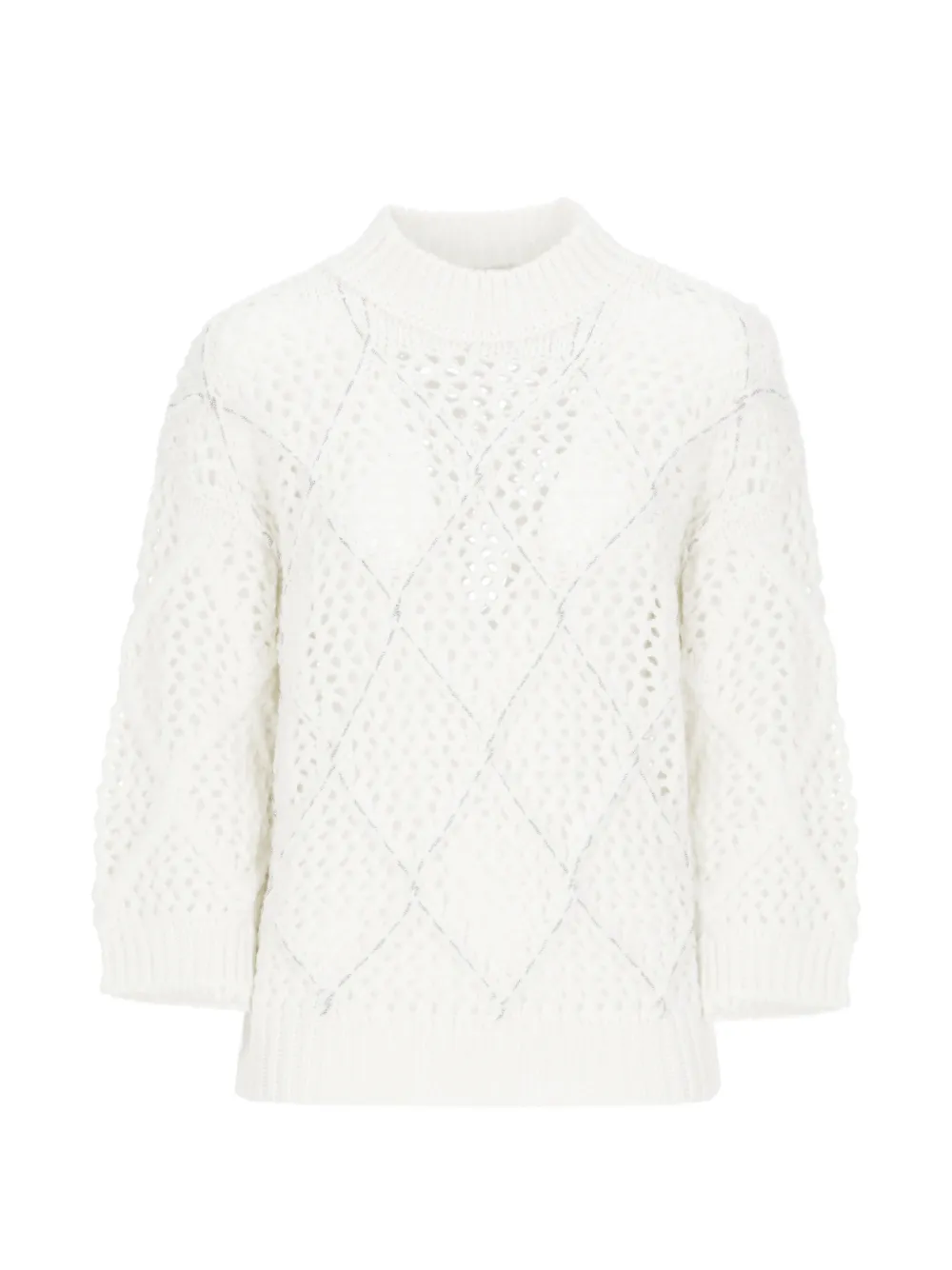 Peserico perforated-knit bead-embellished sweater - Weiß