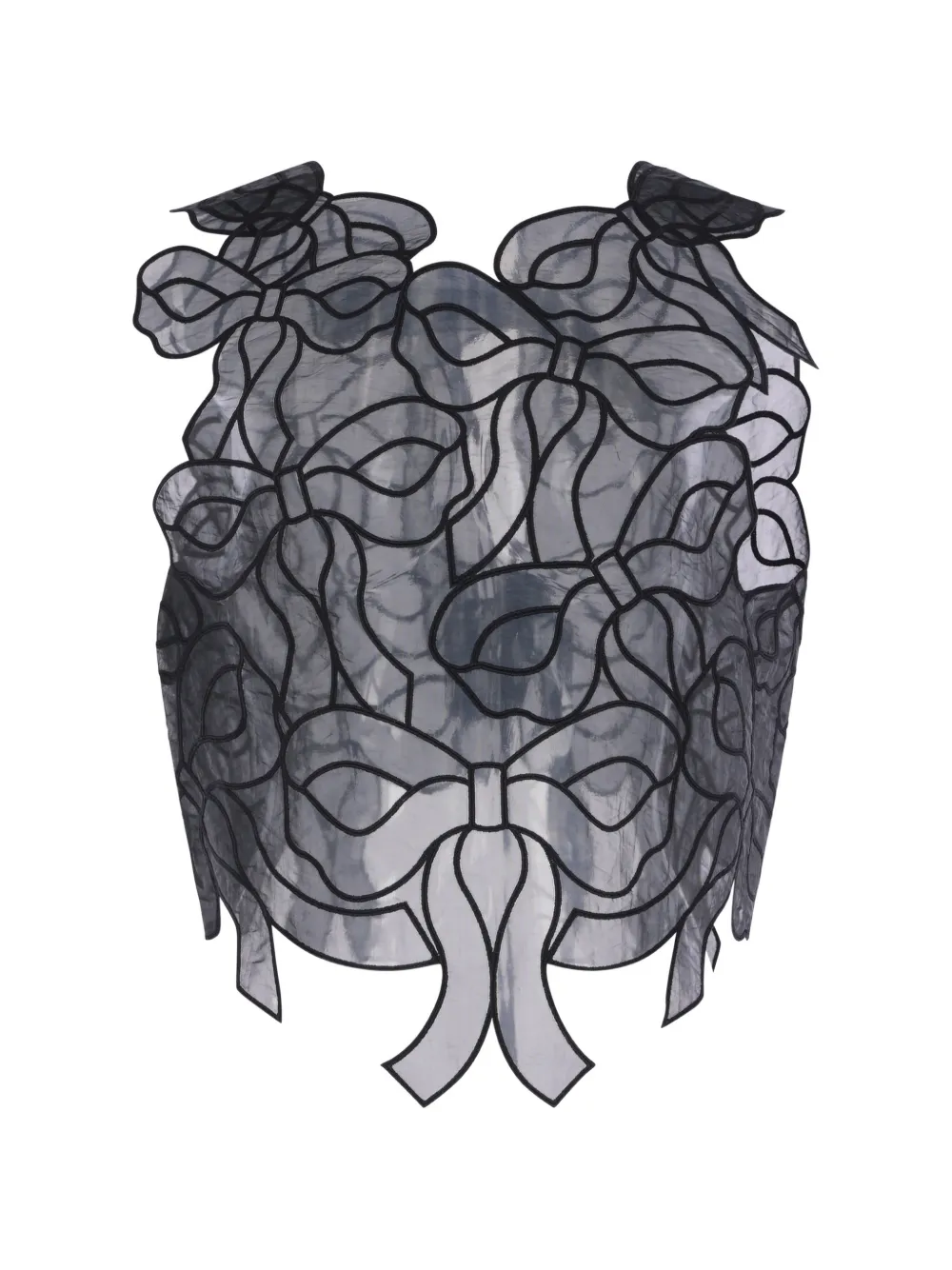 Cecilie Bahnsen bow-embroidered organza top - Grigio