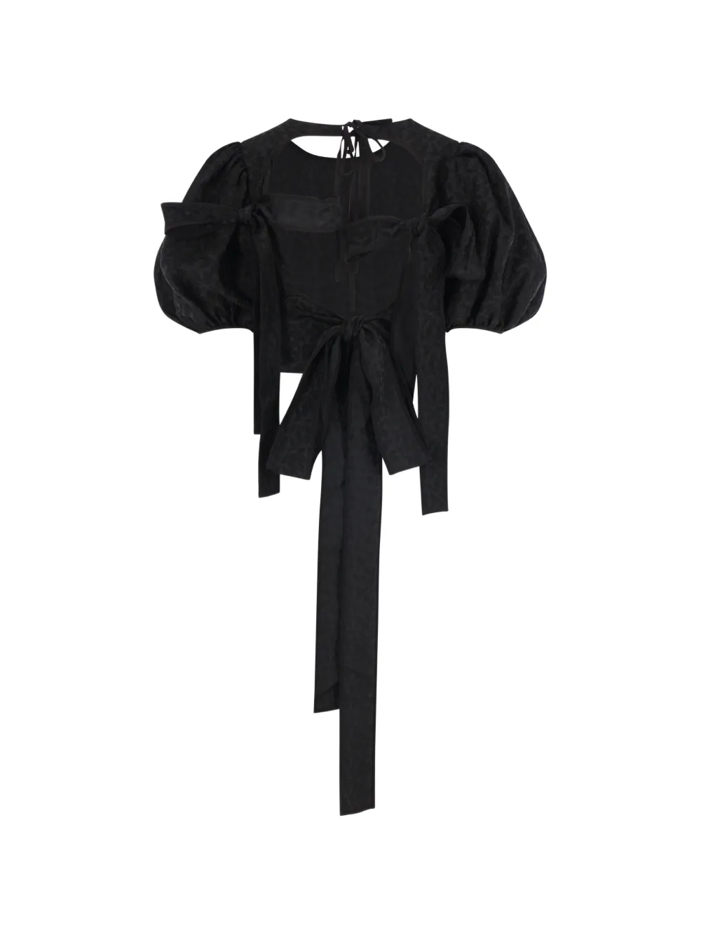 Cecilie Bahnsen floral-jacquard puff-sleeve top - Nero