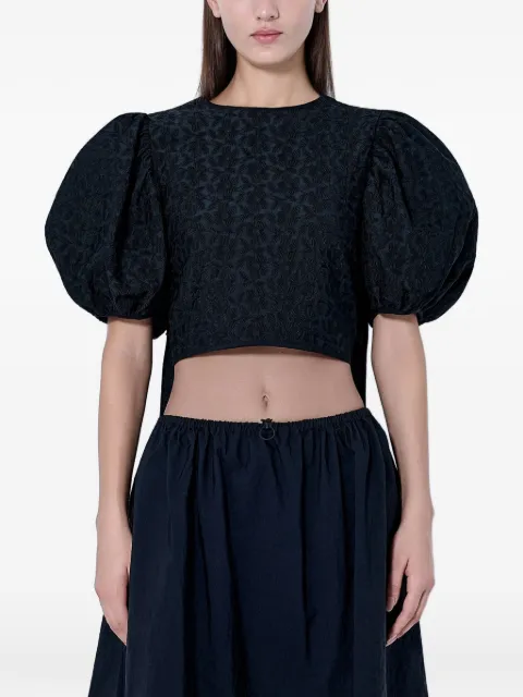 Cecilie Bahnsen top con mangas farol y motivo floral en jacquard