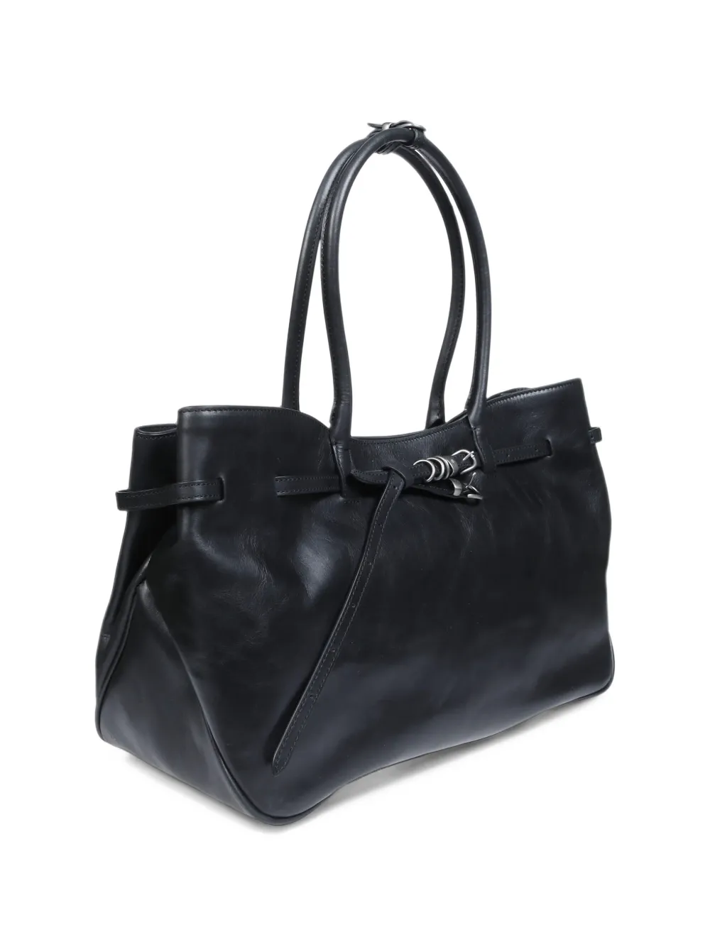 Marge Sherwood large Grandma buckle-strap tote bag Zwart